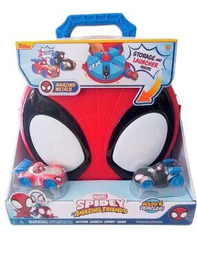 MARVEL Spidey Amazing Friends Action Launch Vehicle Carry Case & Toys